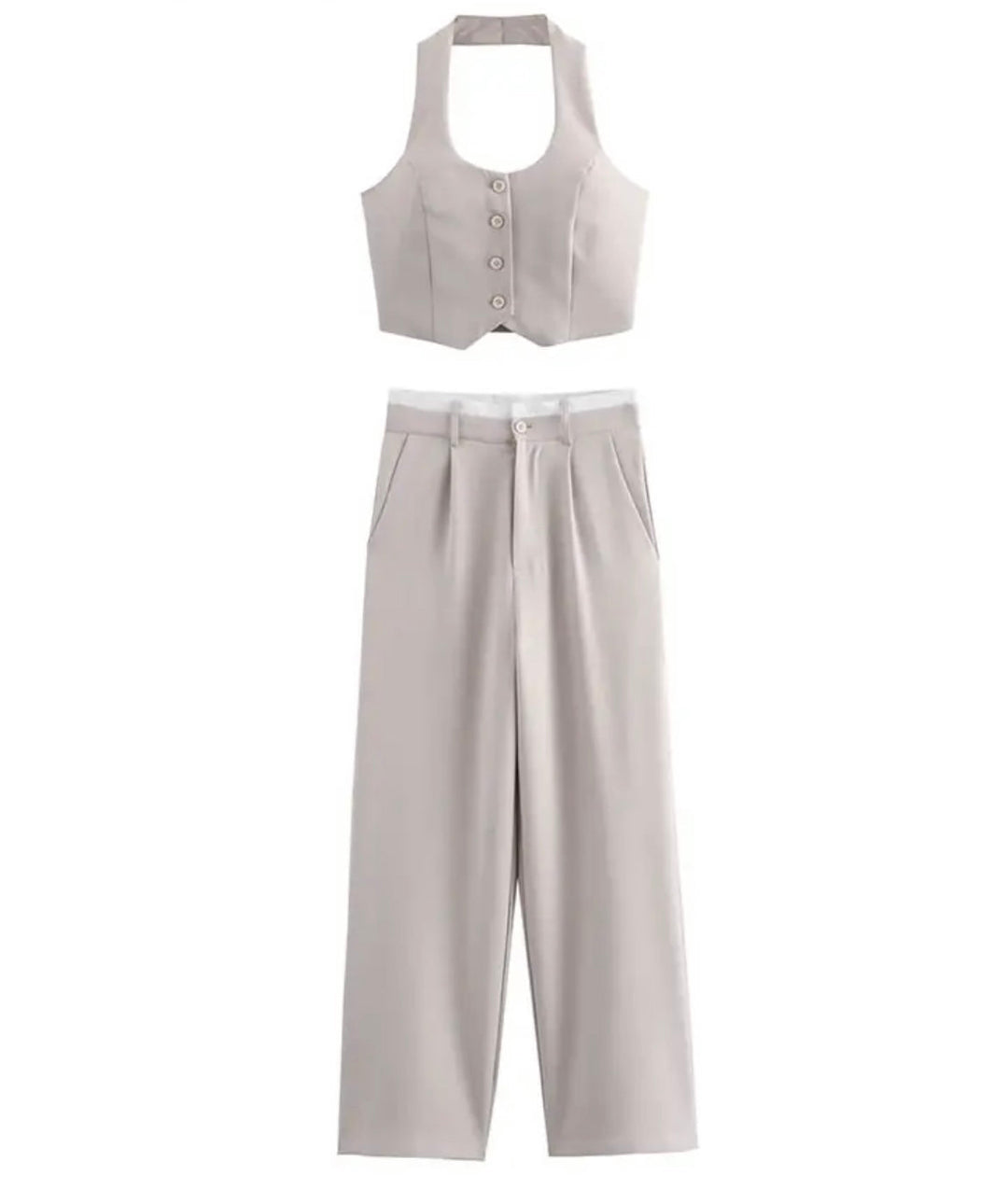 Levoire | Élégant Ensemble Femme Gilet Et Pantalon En Beige