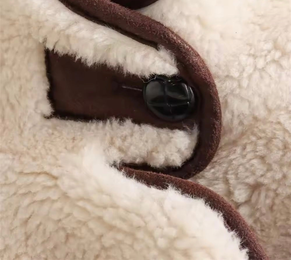 Levoire | Veste Teddy Élégante Avec Détails Contrastés Beige/Marron