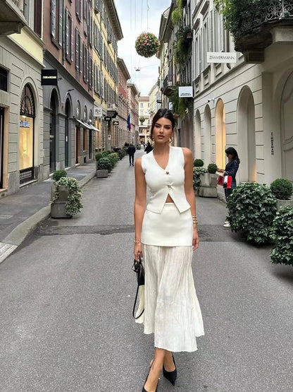 Levoire | Gilet En Tricot & Jupe Longue Ensemble Compatible