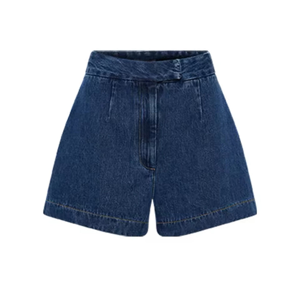 Levoire | Denim Elegance Ensemble Blazer Sans Manches Avec Shorts