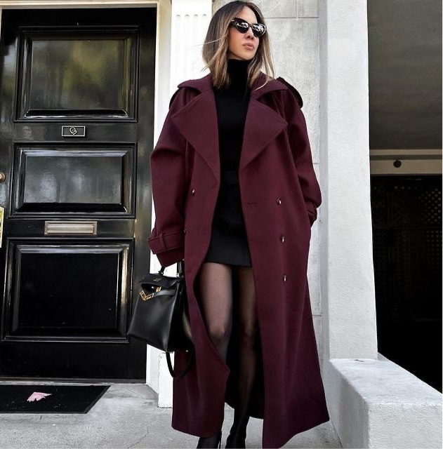 Levoire | Manteau Long Élégant Couleur Bourgogne