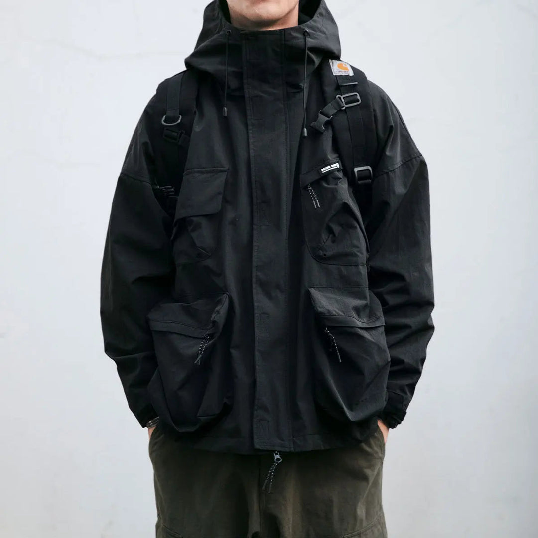 Levoire | Satin Résistant À La Déchirure À Manches Longues Veste À Capuche Amovible Noir