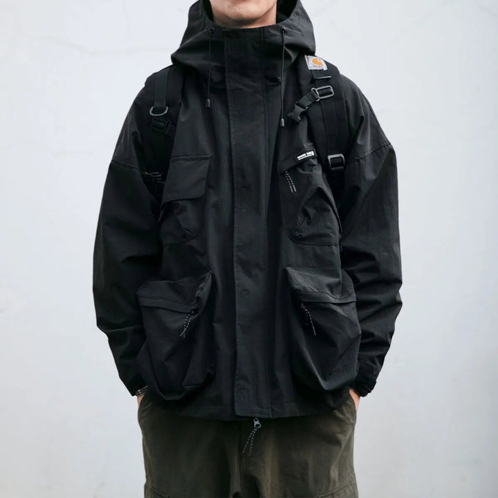Levoire | Satin Résistant À La Déchirure À Manches Longues Veste À Capuche Amovible Noir