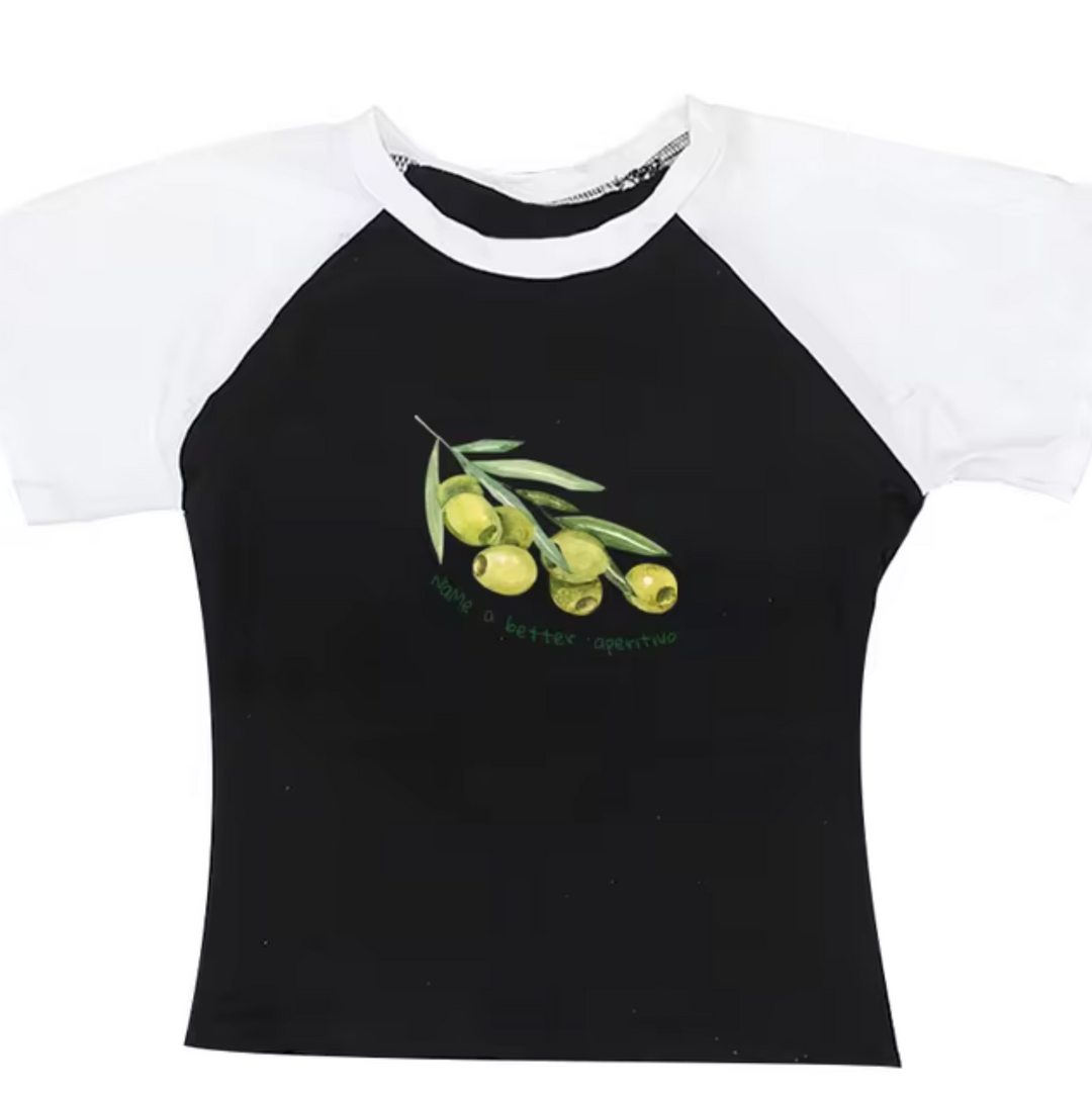 Levoire | Tops Avec Motifs D'Olives Noir – manches blanches