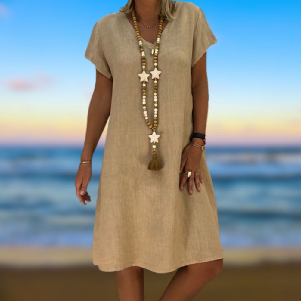Levoire | Robe chic avec décolleté en V Cachi