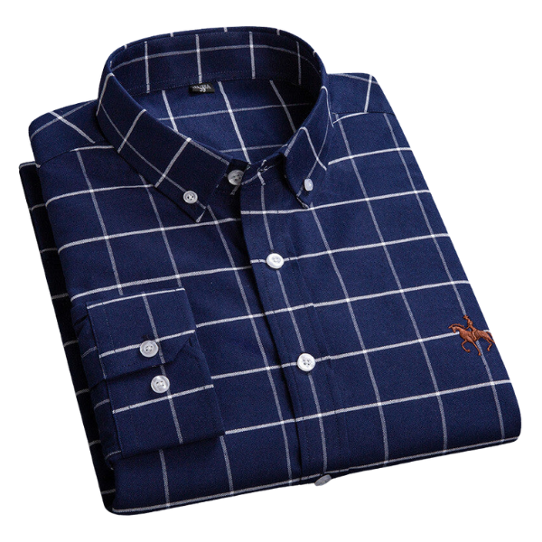 Levoire | Chemise À Carreaux Classique Carreaux Bleu Foncé