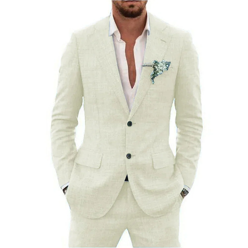 Levoire | Costume en lin pour hommes Ivoire
