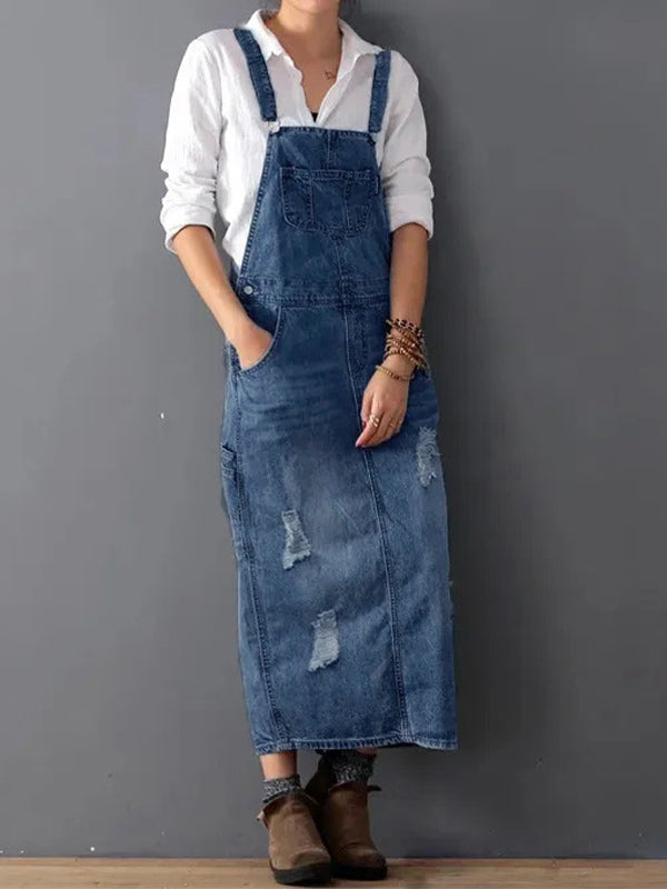 Levoire | Robe Salopette En Denim Pour Femmes Bleu foncé