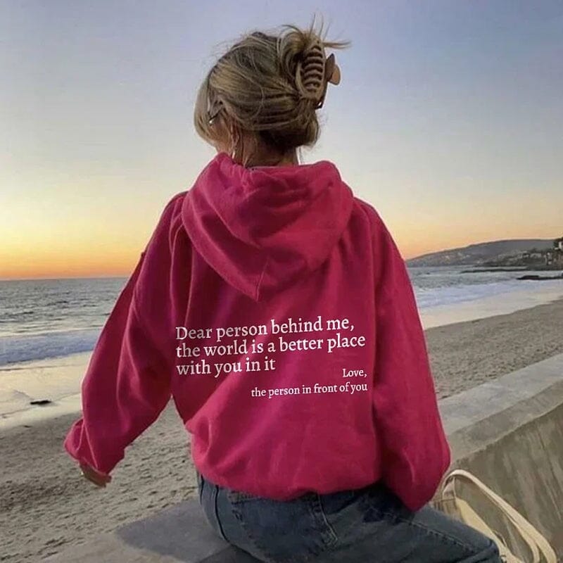 "Hoodie Cher Personne Derrière Moi" Rot