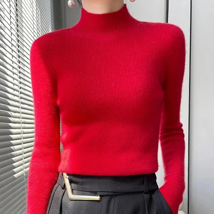 Levoire | Femme Haut Col Roulé Ribbitty Pull Doux Et Élégant Haut Col Roulé Femme Rot