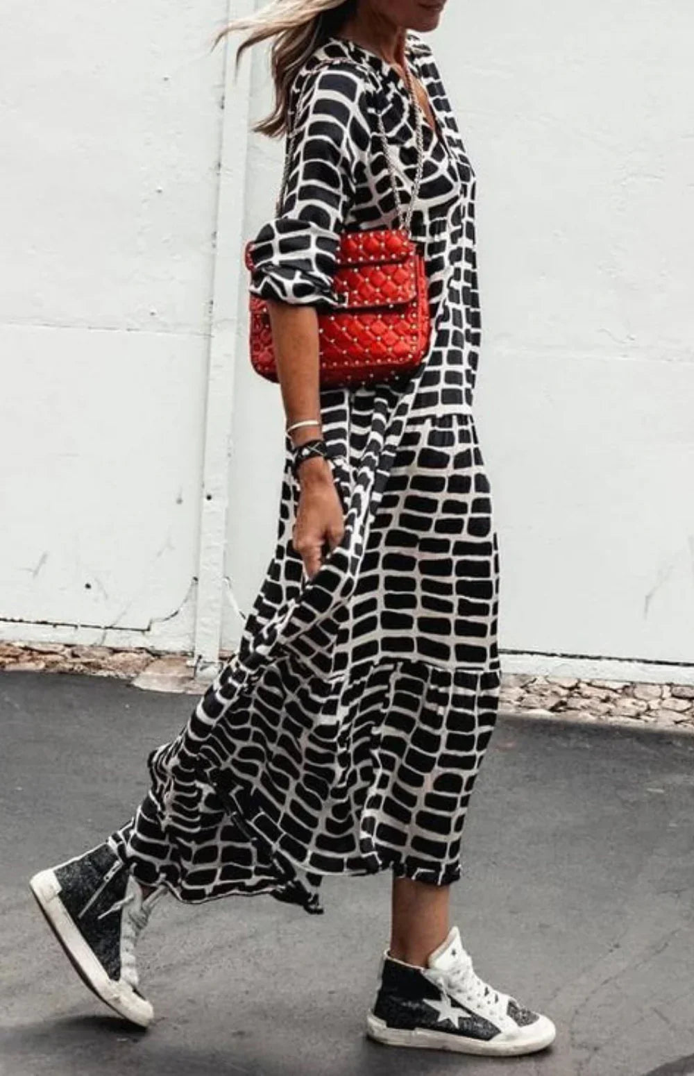 Levoire | Élégante Maxi Robe Geovogue Sans Effort