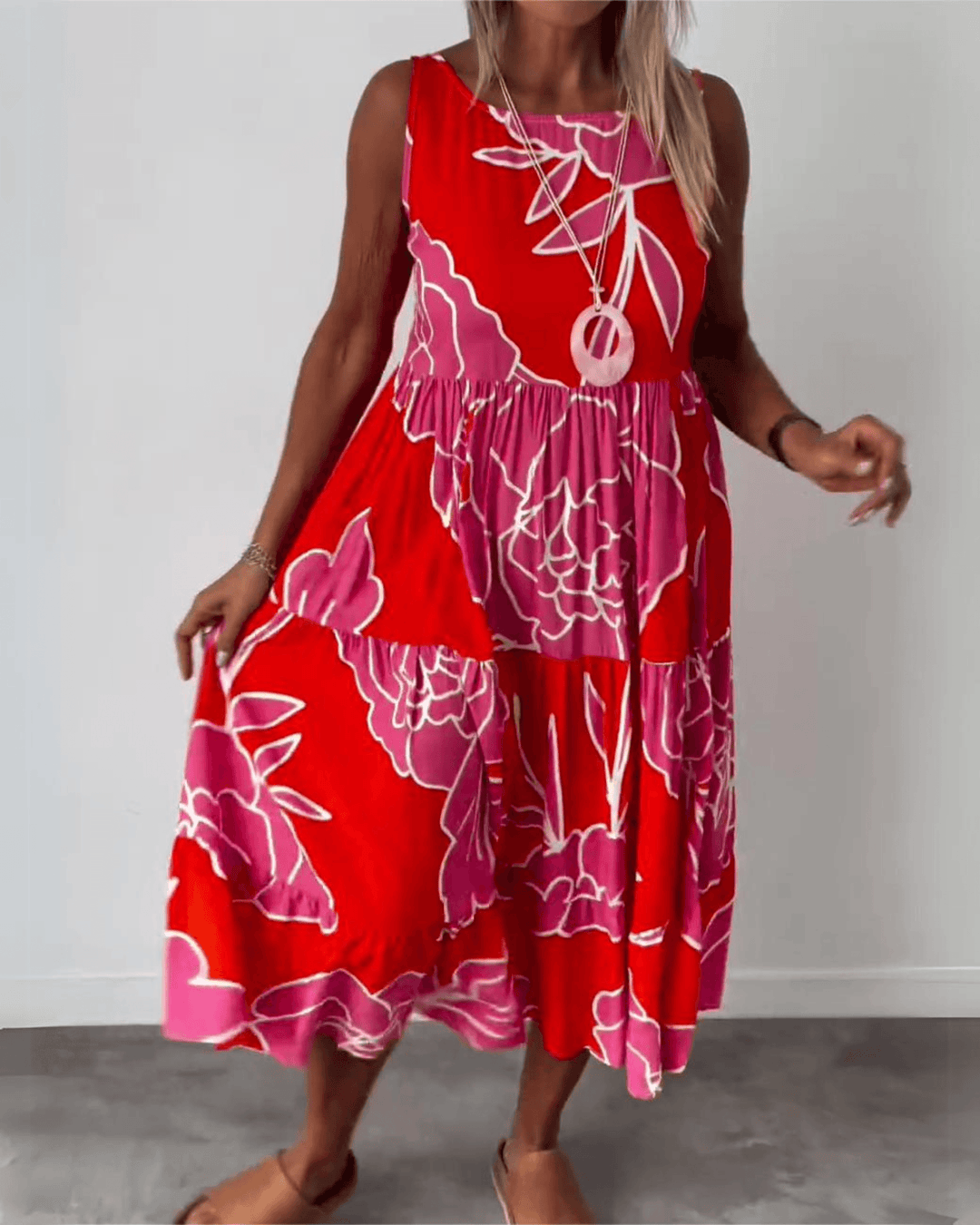 Levoire | Élégante, Robe Boho Fleurie Rot