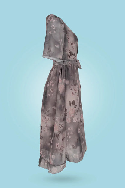 Levoire | Robe Midi Avec Motif Floral Et Décolleté En V