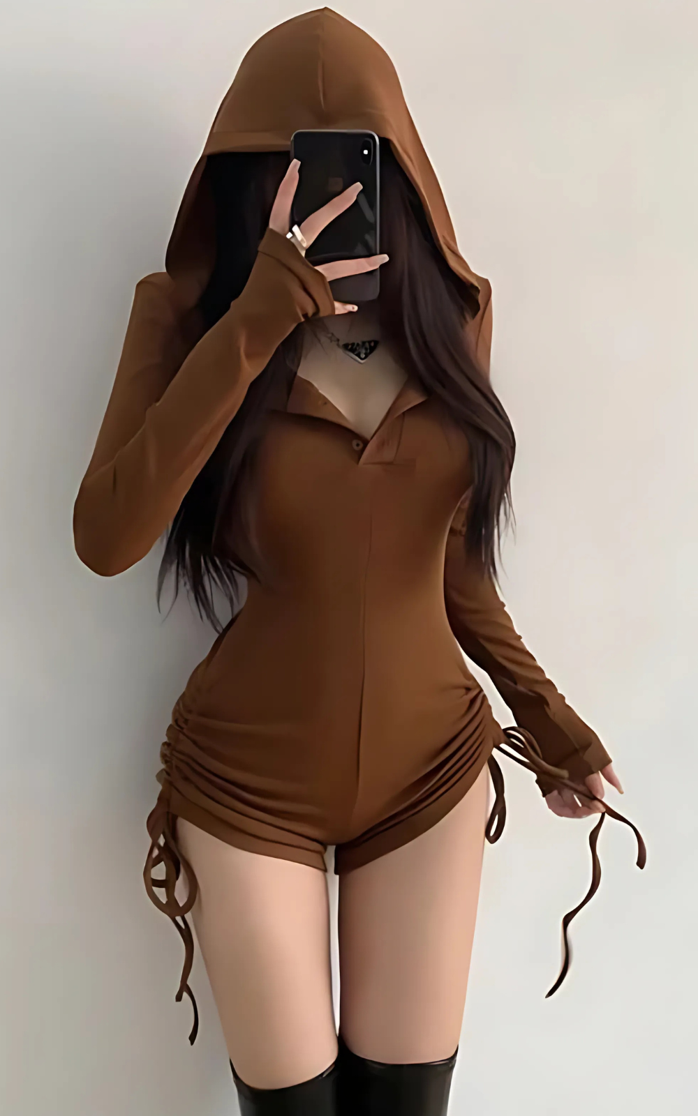 Levoire | Courte Large Style Urbain Pour Femmes Avec Capuche Braun