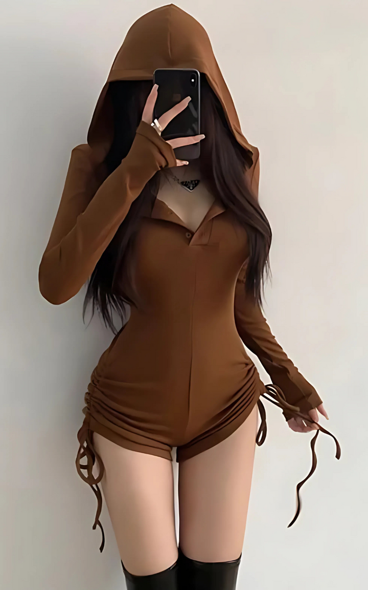 Levoire | Courte Large Style Urbain Pour Femmes Avec Capuche Braun