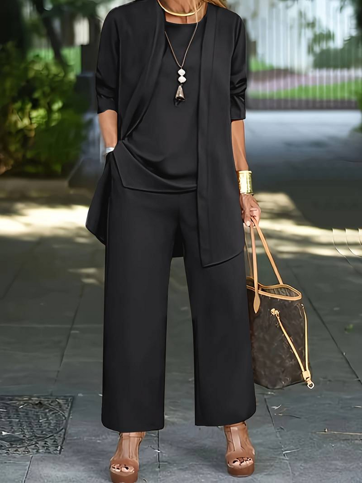 Levoire | Femmes Ensemble Élégant Trois Pièces Costume Pantalon Pour Femmes Noir