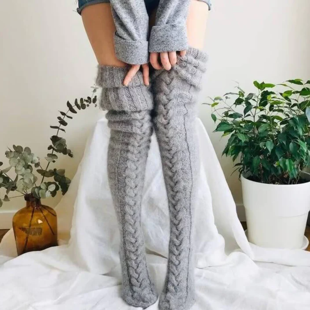 Levoire | Chaussettes Genou Haute Performance Gris Une taille convient à tous