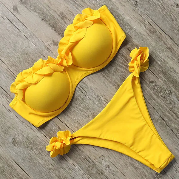 Levoire | Lara Bikini Reine De La Jungle - Sans Bretelles Et Sexy Jaune