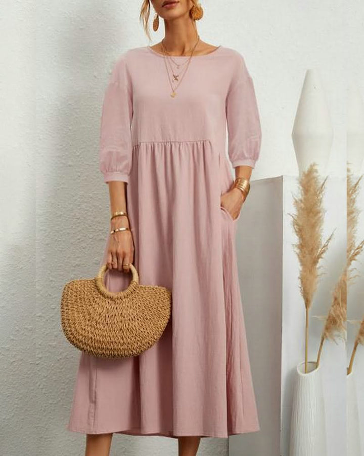 Levoire | Midi Rento En Coton Et Lin Rosa
