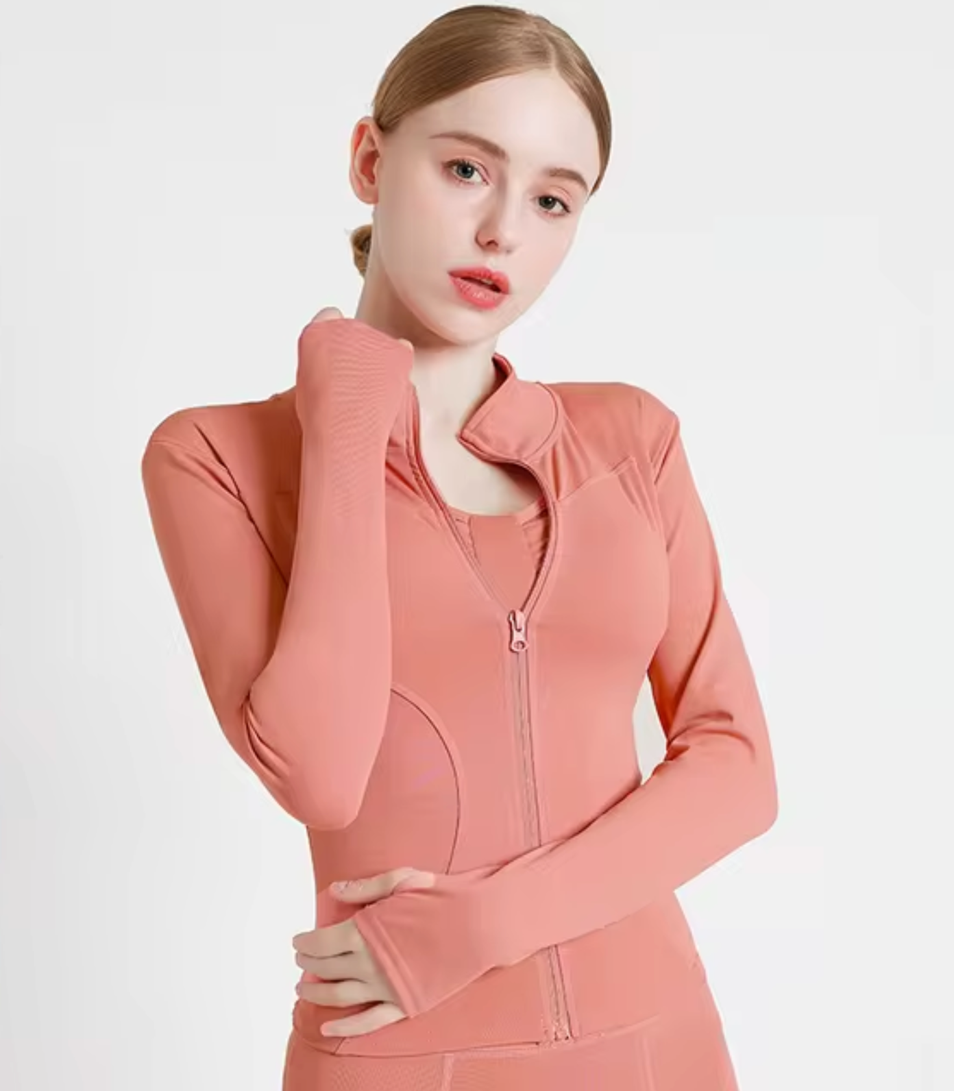 Levoire | Hauts De Yoga Ajustés À Manches Longues Pêche