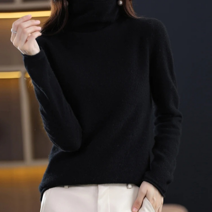 Levoire | Pull à col montant pour femmes Pull confortable, doux et élégant Noir