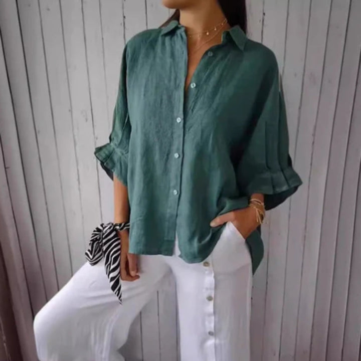 Levoire | Rennot Shirt Formé Avec Des Boutons Et Un Lien À L'Arrière Vert foncé