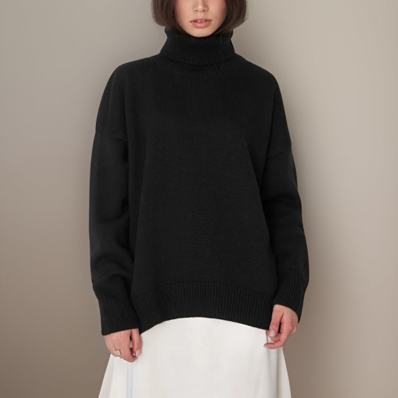 Levoire | Pull Col Roul Femmes Chaud Et Confortable Noir