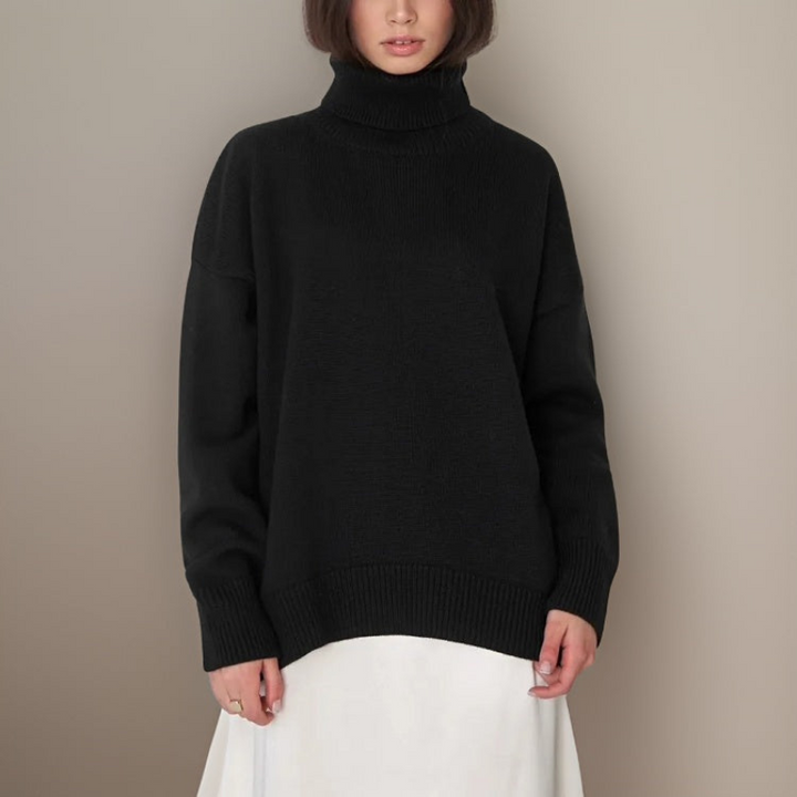 Levoire | Pull Col Roul Femmes Chaud Et Confortable Noir