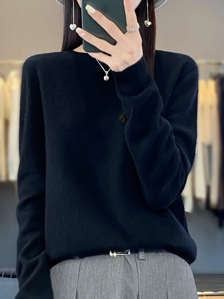 Levoire | Cachemire Pull Femme Col Rond Doux Et Élégant Pull-over Noir