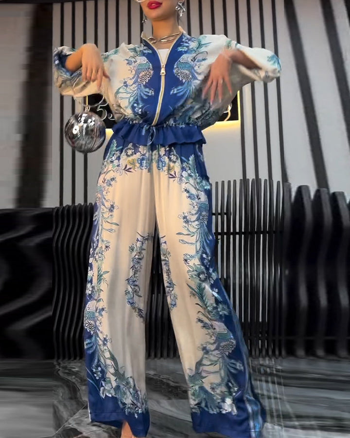 Levoire | Pantalon De Costume Tempérament Col Roulé Zippé Bleu