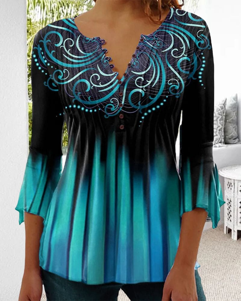 Levoire | Blouse Avec Décolleté En V Et Manches Trois Quarts