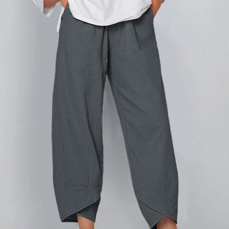 Levoire | Pantalon femme en coton léger et lin, confort d'été pour femmes Gris