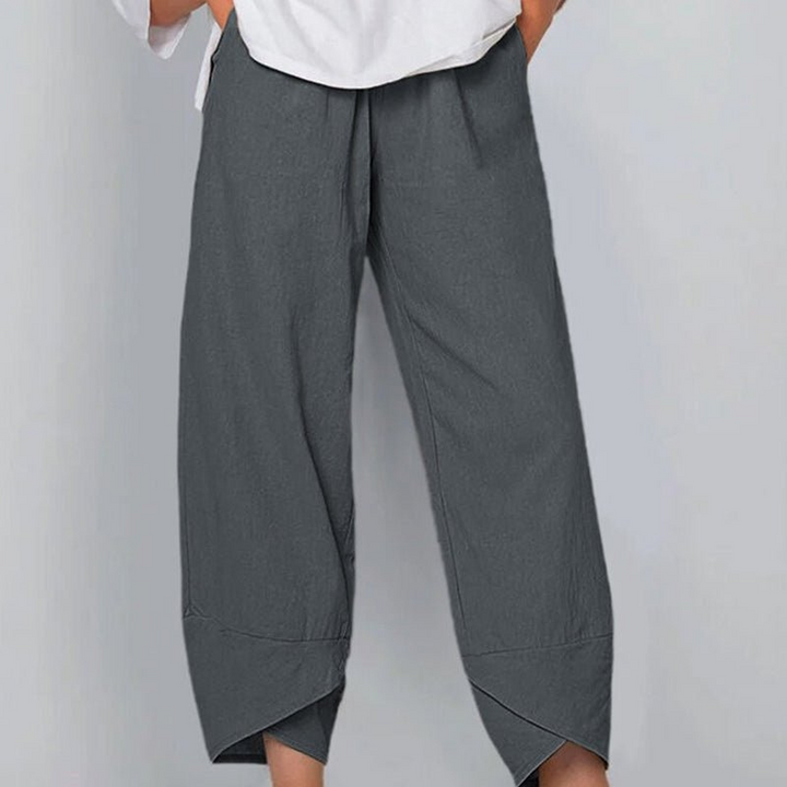Levoire | Pantalon femme en coton léger et lin, confort d'été pour femmes Gris