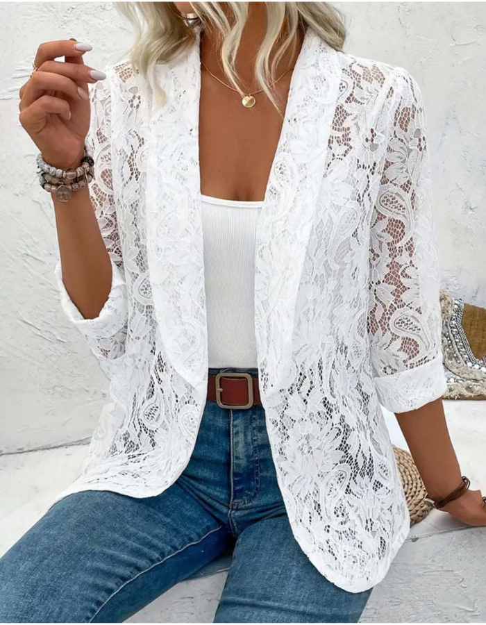 Levoire | Gilet long pour femmes blanc noir Blanc