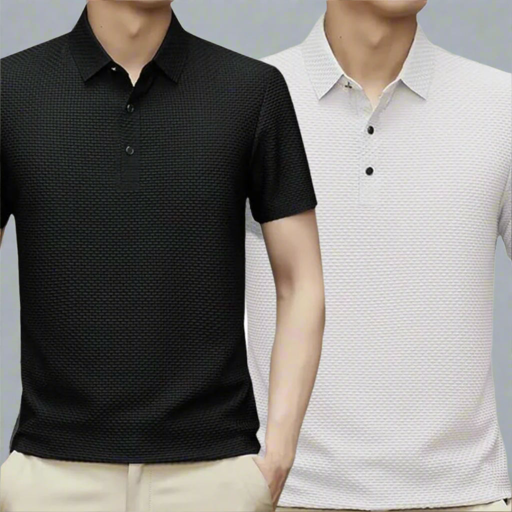 Levoire | Polo Shirt Homme Slim Fit À Manches Courtes Respirant 2-Pack Noir | Blanc