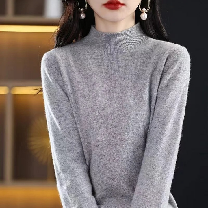 Levoire | Cachemire Pull Femme Col Haut, Doux & Design Intemporel Gris