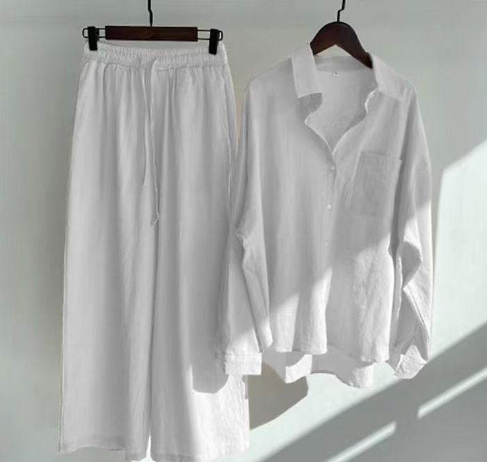 Levoire | Ensemble D'Été Pour Femmes Avec Chemise Et Pantalon Blanc