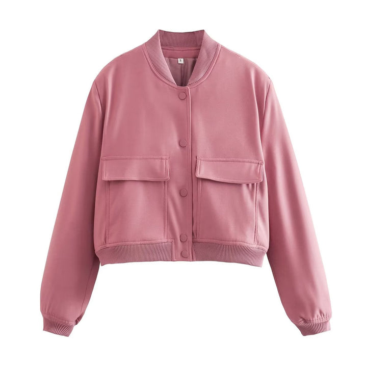 Levoire | Veste Courte Tendance Pour Femmes Avec Col Bomber Rosa