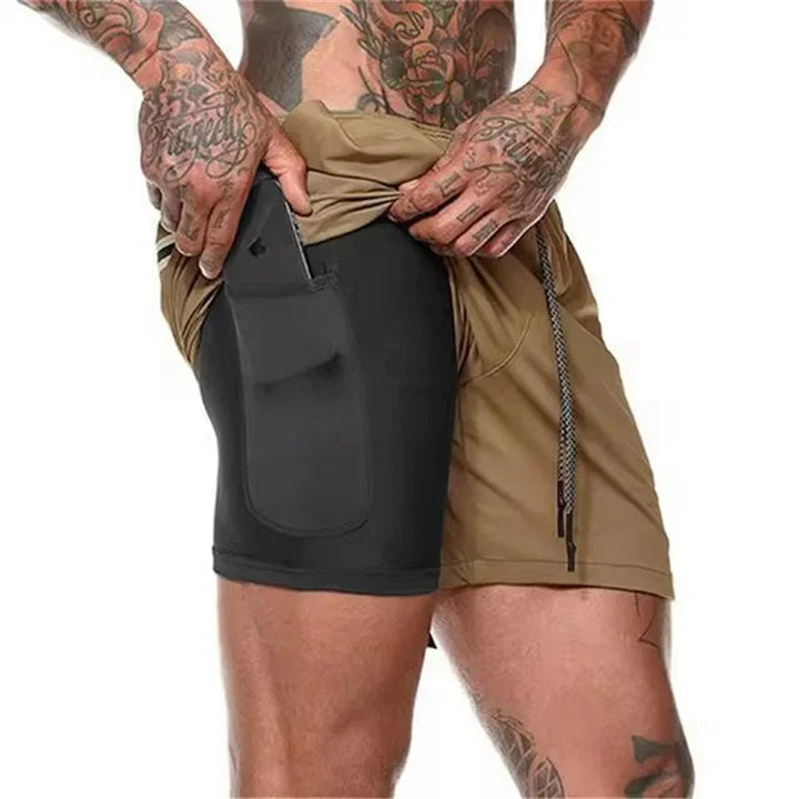 Levoire | 2 en 1 Shorts de sport pour hommes Khaki