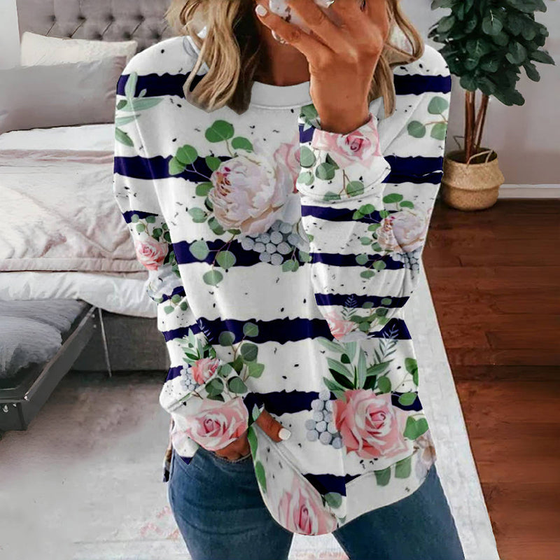 Levoire | Shirt Décontracté À Fleurs Rayé Multicolore