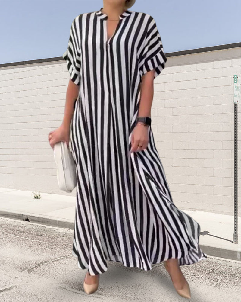 Levoire | Chemise Robe V Avec Motif Rayé