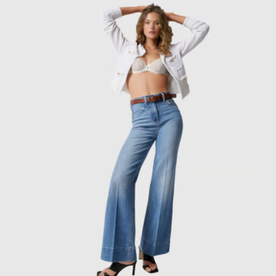 Levoire | Pantalons En Denim Longs Et Larges Bleu clair délavé