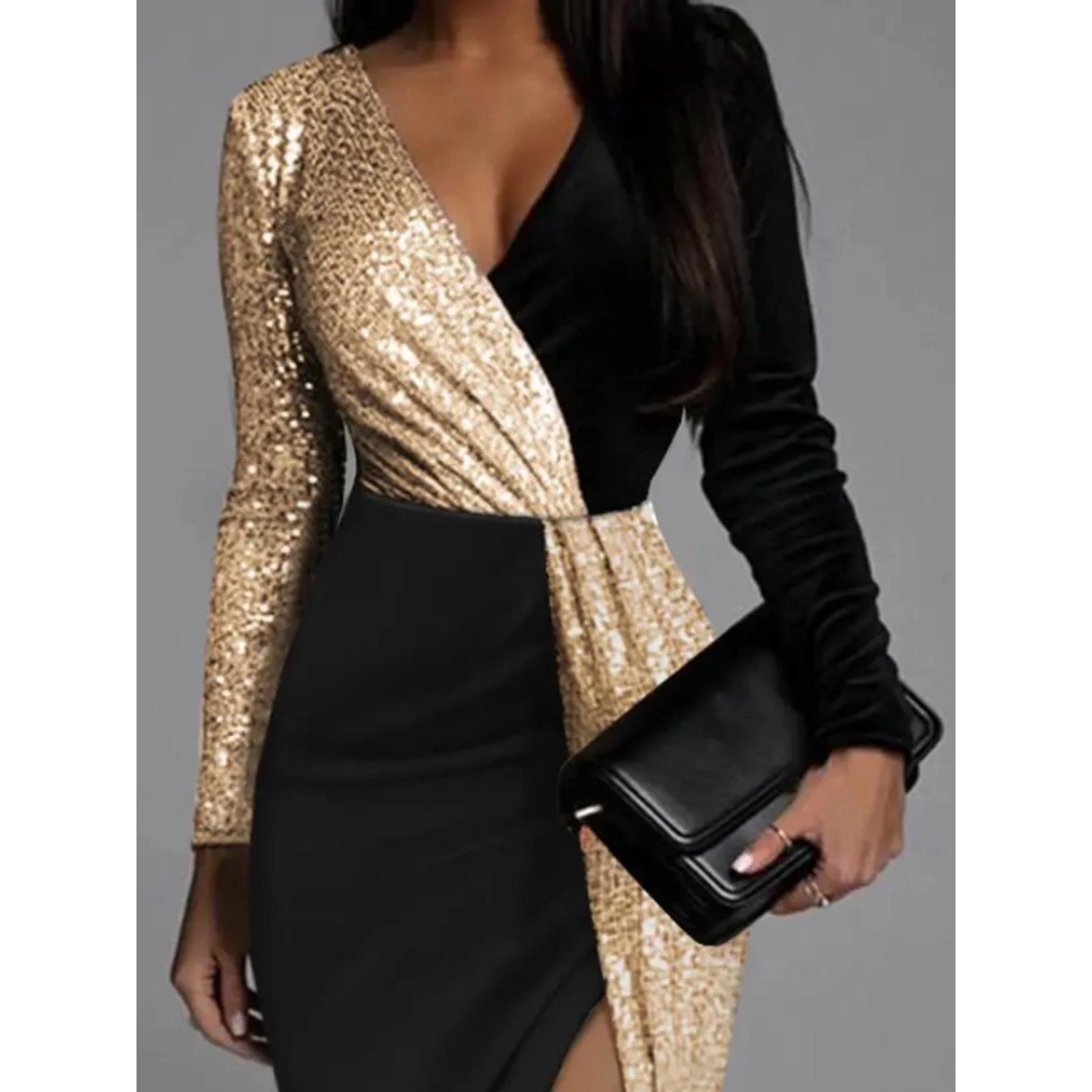 Levoire | Robe midi de soirée élégante avec paillettes pour femmes