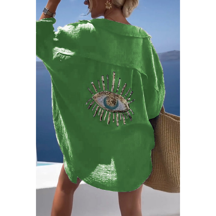 Levoire | Chemise Surdimensionnée Boutonnée Pour - Femmes - Coupe Ample Vert