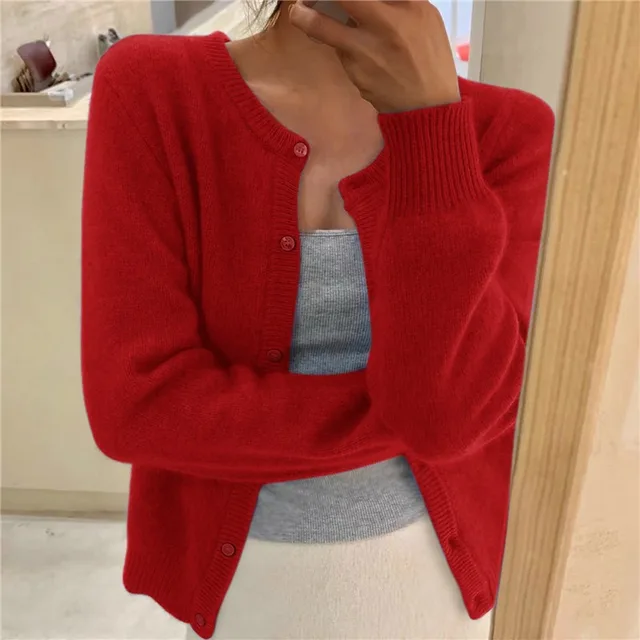 Levoire | Veste Tricotée Unicolore Pour Femmes Rot Une taille