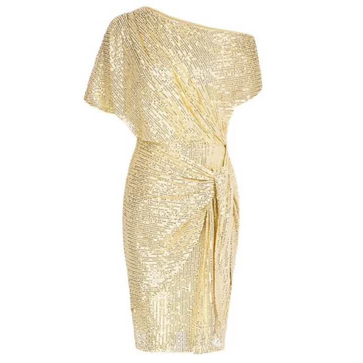 Levoire | Robe élégante en sequins ajustée pour femmes Jaune brun