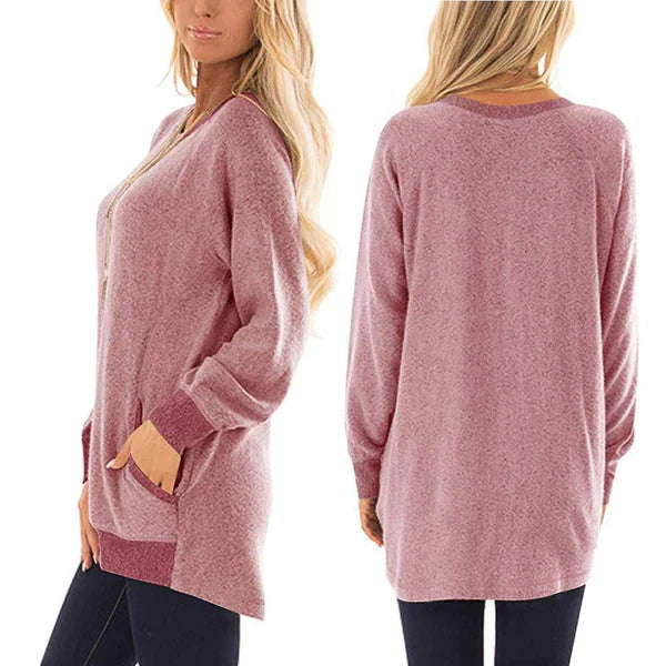 Levoire | T-Shirt Femme À Manches Longues, Col Rond Et 2 Poches