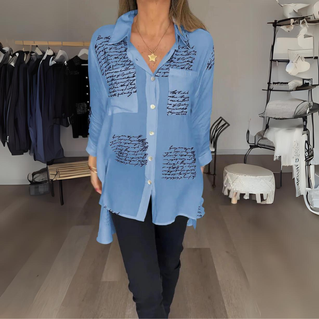 Levoire | Chemise Boutonnée Moderne Pour - Femmes - Manches Longues Bleu