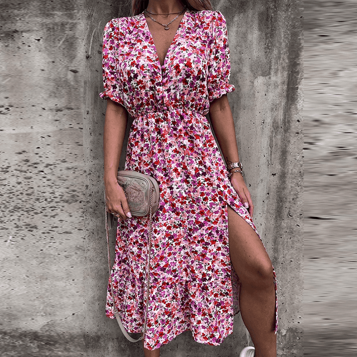 Levoire | Robe Mi-Longue Pour Femmes Léger Chaud Uni Rosa