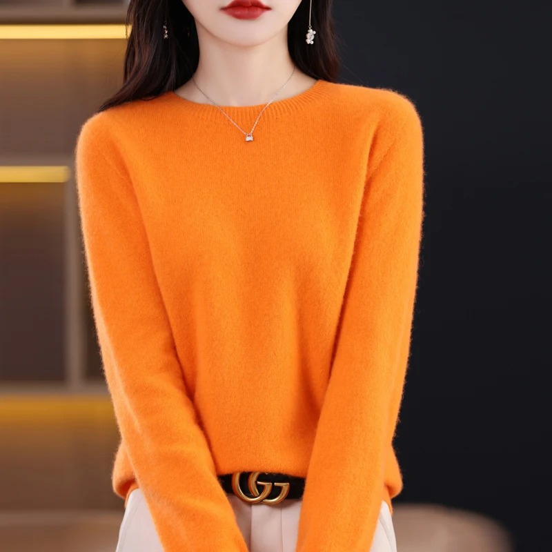 Levoire | Cachemire-pull Nuisettes Col Rond, Doux Luxe & Chaleur Orange